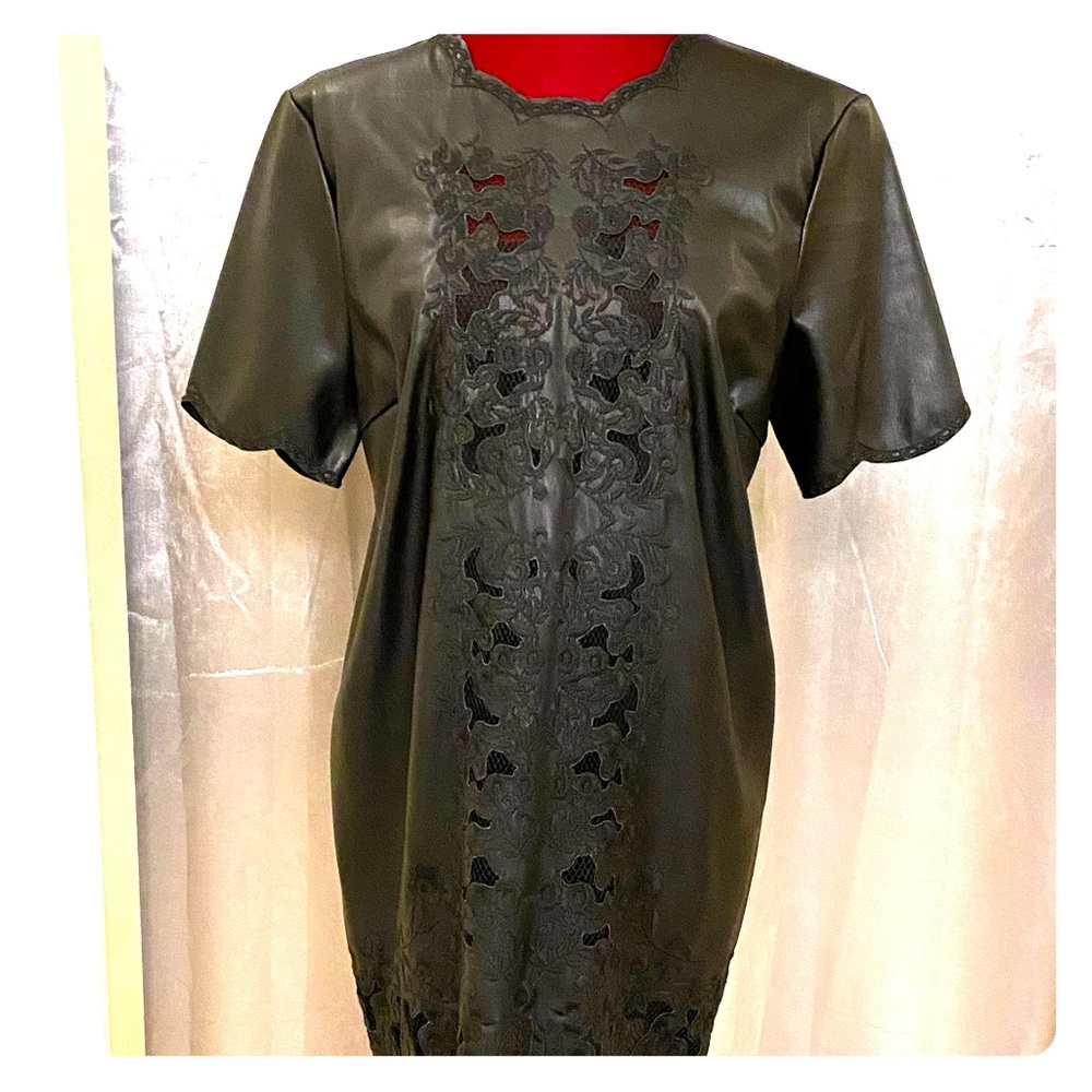 NWT Black  Faux leather Zara dress L